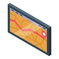 Gps navigation system displaying route on digital map vector
