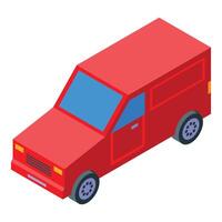 Red delivery van isometric projection for shipping and logistics vector