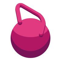 Pink kettlebell lifting weight training icon isometric view vector