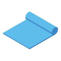 Blue yoga mat partially rolled up isometric view vector