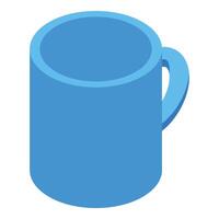 Blue mug standing on white background in isometric view vector