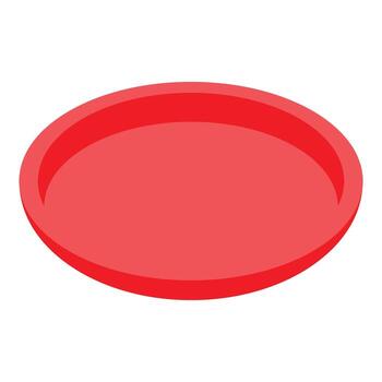 Red empty round serving tray isometric view vector