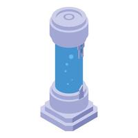 Futuristic energy column generating blue plasma in isometric view vector
