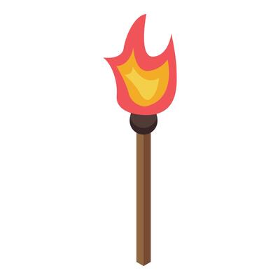 Burning torch lighting up the darkness with bright flames