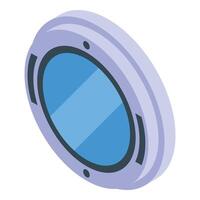 Round spaceship window showing deep space view vector
