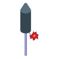 Firework rocket exploding with red sparkles and smoke trail vector
