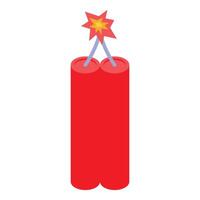 Two red dynamite sticks with burning fuse creating explosion vector