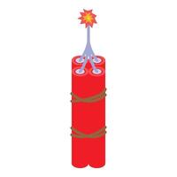 Three red dynamite sticks with burning fuse creating explosion vector