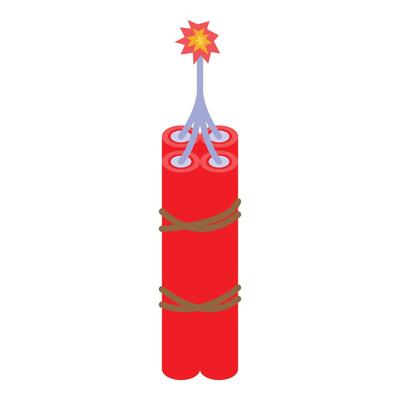 Three red dynamite sticks with burning fuse creating explosion