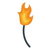Burning match with bright orange flame on white background vector