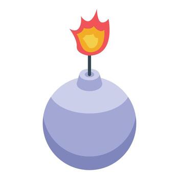 Burning fuse bomb about to explode, isometric view vector