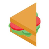 Isometric sandwich with lettuce and tomato filling vector