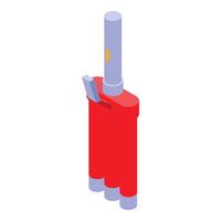 Red lighter sparking a flame for lighting cigarette or candle vector
