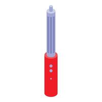 Modern electronic cigarette showing heating element and battery indicator lights vector