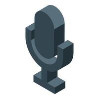 Dark gray studio microphone standing on a stand in isometric view vector