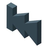 3d arrows pointing left showing decrease trend or previous button vector
