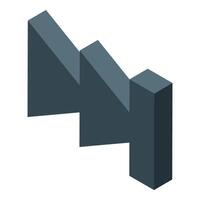 Decreasing chart bars showing negative trend in isometric view vector