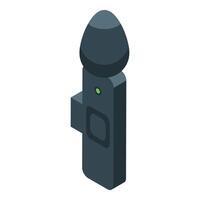 Wireless microphone recording audio with green light on vector