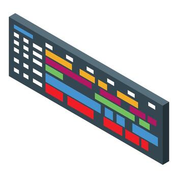 moderno controlar panel demostración vistoso datos análisis en isométrica ver vector