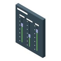 Mixing console showing adjusting sound levels with faders and sliders vector