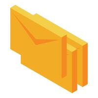 Stack of three closed envelopes representing email marketing and communication vector
