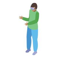 Man using virtual reality headset gesturing with hands vector