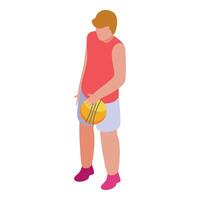 Basketball player holding ball, getting ready for game vector