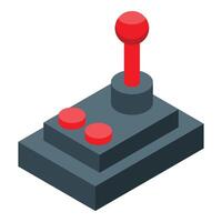 Retro joystick bringing gaming nostalgia with isometric style and red buttons vector