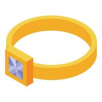 Golden ring embellished with sparkling square gemstone vector