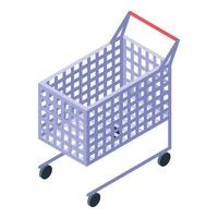 Empty shopping cart with red handle is ready for shopping spree vector
