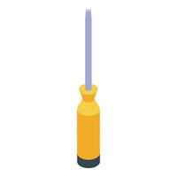 Phillips head screwdriver with yellow handle and purple tip for repairing and constructing vector
