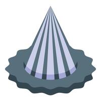 Striped cone shell resting on a flat surface vector