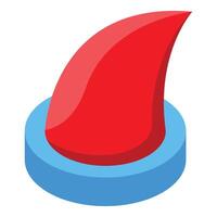 Red shark fin rising from blue base isometric icon vector