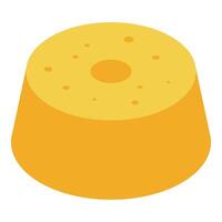 Delicious round yellow sponge cake on white background vector