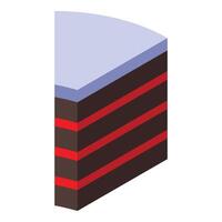 Delicious slice of chocolate cake with icing on top vector