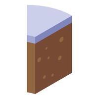 Quarter of cake with icing representing data analysis and market share vector