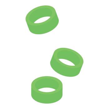 Three green rings falling creating dynamic composition vector