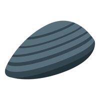 Closed mussel shell icon showing seafood and ocean vector