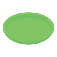 Empty green plastic round serving tray isometric view vector