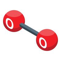 Oxygen molecule structure with red atoms and gray bond representing chemical compound vector
