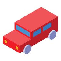 Red isometric car moving forward on white background vector