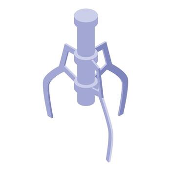 Robotic claw gripping in isometric view for arcade games vector