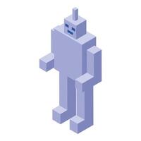 Pixel art robot standing with antenna on head vector