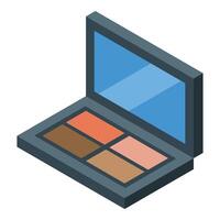 Opened cosmetic palette showing colorful makeup powders in isometric view vector