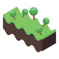 Ground and trees composing a green landscape in isometric view vector