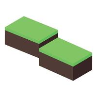 Ground displacement creating two levels of terrain with grass vector