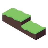 Ground crack separating green grass areas in isometric view vector