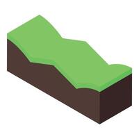 A green and brown piece of land with a slope vector