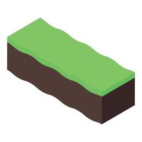Green grass growing over fertile soil cross section in isometric view vector