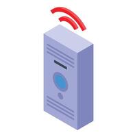Smart home speaker emitting wireless signal, modern technology for connected living vector